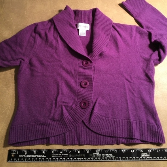 CHADWICK’S Cropped Cutaway “Fuzzy Sweater” Cardigan, Purple, NWOT, Size Large - Picture 5 of 8